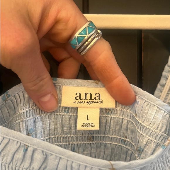 A.N.A. Blue Floral Smocked Puff Sleeve Peplum Blouse - Picture 5 of 6